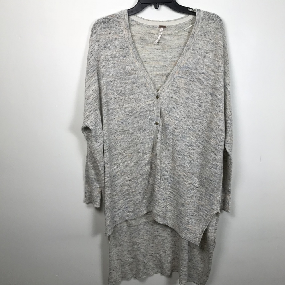 Free People XS TGIF Gray Marbled Cardigan Sweater